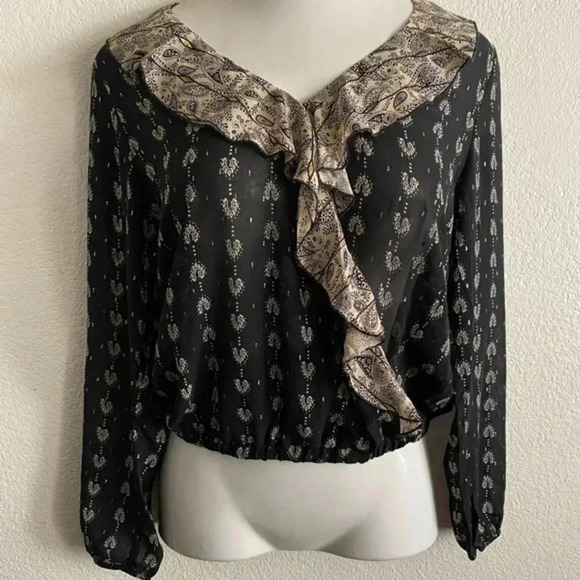 🆕Senlis Moroccan Tile Paisley Clara Ruffle Top S🆕 - Picture 6 of 14